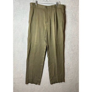 Tommy Bahama Silk Pants Mens 38 Green Relaxed Loose Pleated‎ Trouser Pants